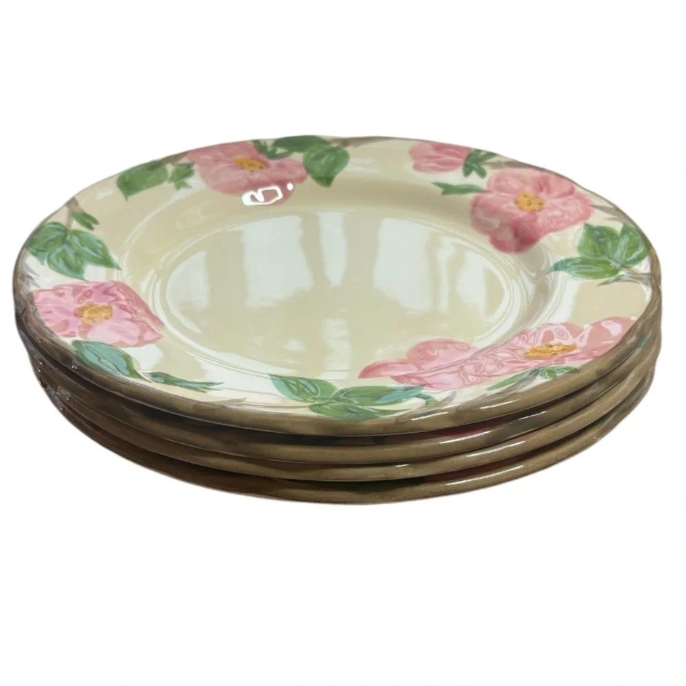 Franciscan Desert Rose 10” Dinner Plates  Vintage Hand Painted England 4 Pc Set